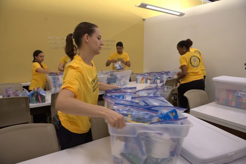 Scientology Volunteer Ministers Center in Clearwater, Florida, put together hundreds of sets of hygiene supplies and sent them to Houston